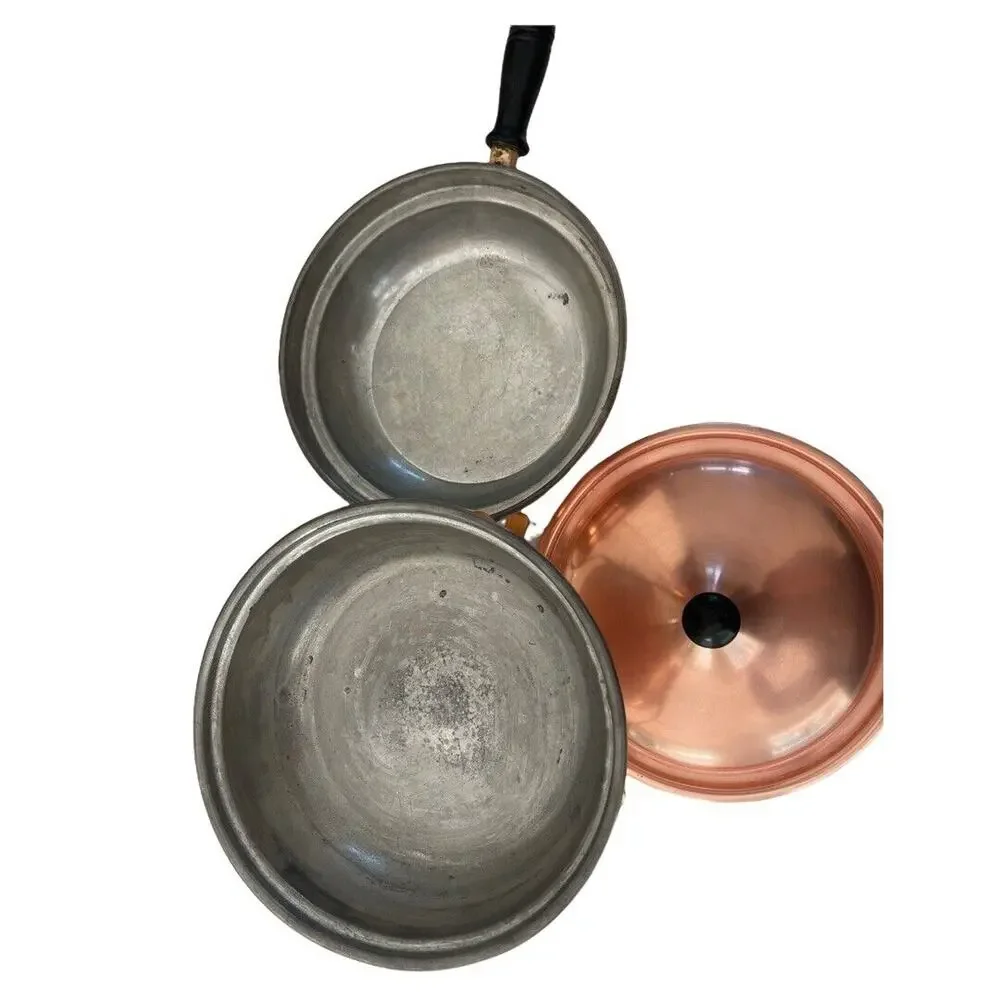 Vintage Charles R Ruegger Copper 3-pc Chafing Pot Warmer
